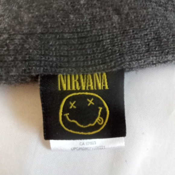 Nirvana Smiley Face Toque Hat One Size Black Yellow Grey White - Picture 3 of 5